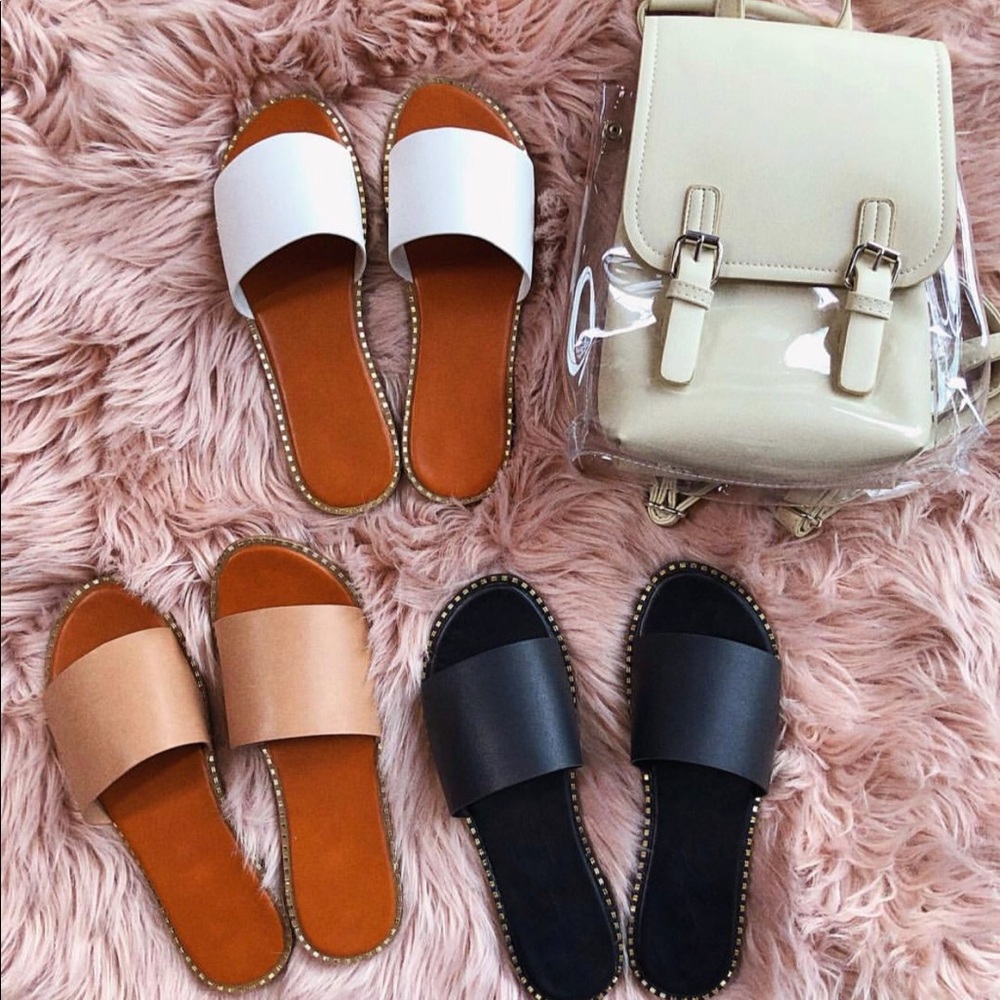 Tan studded slides/ Sandal - Picture 2 of 4